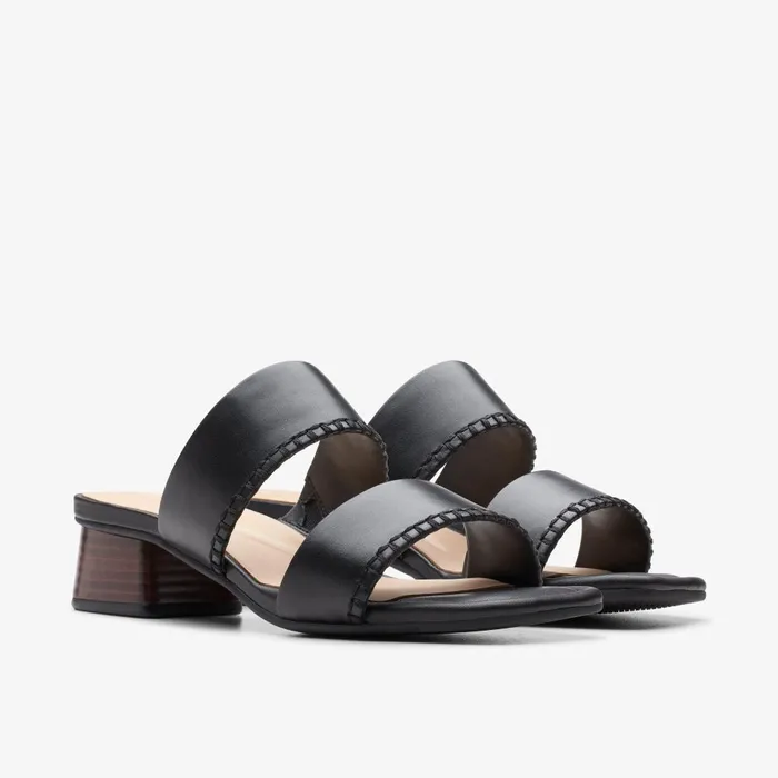 Serina 35 Mule Black Leather Women Clarks Sandals and Flip Flops