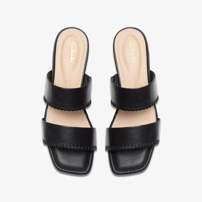 Serina 35 Mule Black Leather Women Clarks Sandals and Flip Flops