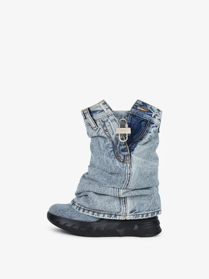 Shark Lock Biker Ankle Boots In Jeans Medium Blue Women Givenchy Shark Lock
