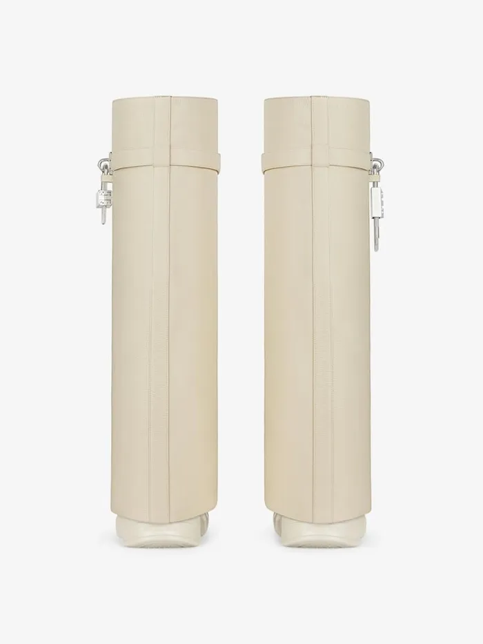 Shark Lock Biker Boots In Grained Leather Beige Women Givenchy Shark Lock