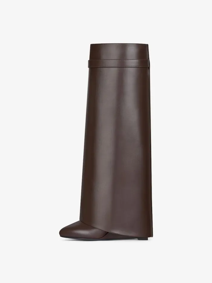 Shark Lock Boots In Leather Ebony Brown Women Givenchy Shark Lock