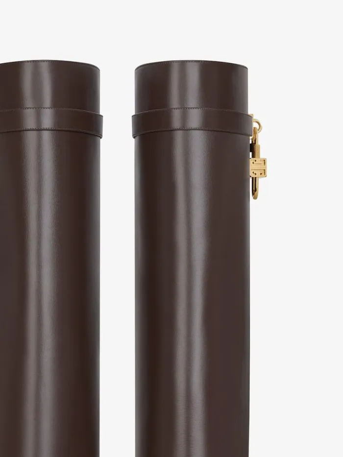 Shark Lock Boots In Leather Ebony Brown Women Givenchy Shark Lock