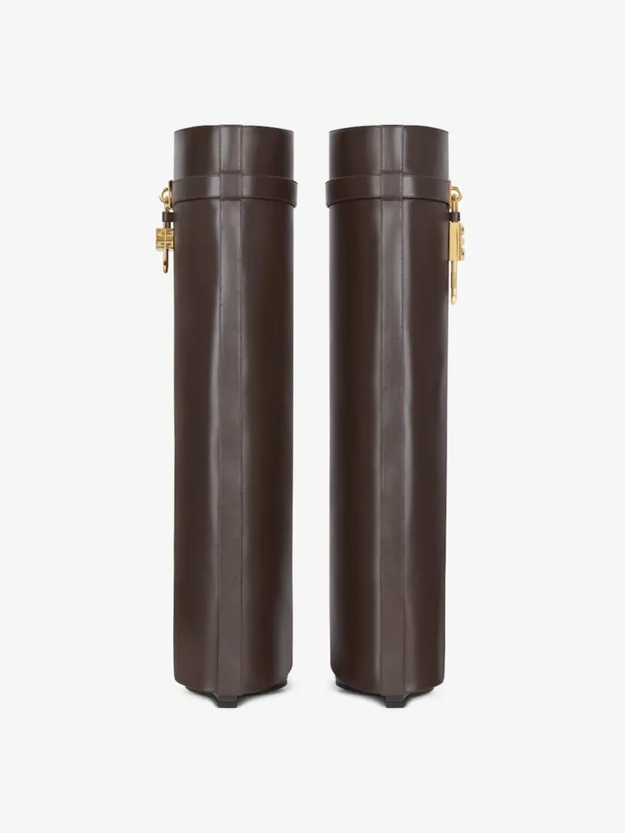 Shark Lock Boots In Leather Ebony Brown Women Givenchy Shark Lock