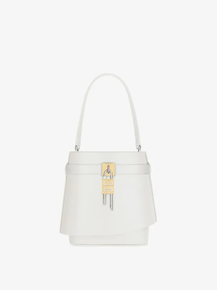 Shark Lock Bucket Bag In Box Leather Ivory Women Givenchy Crossbody Bags