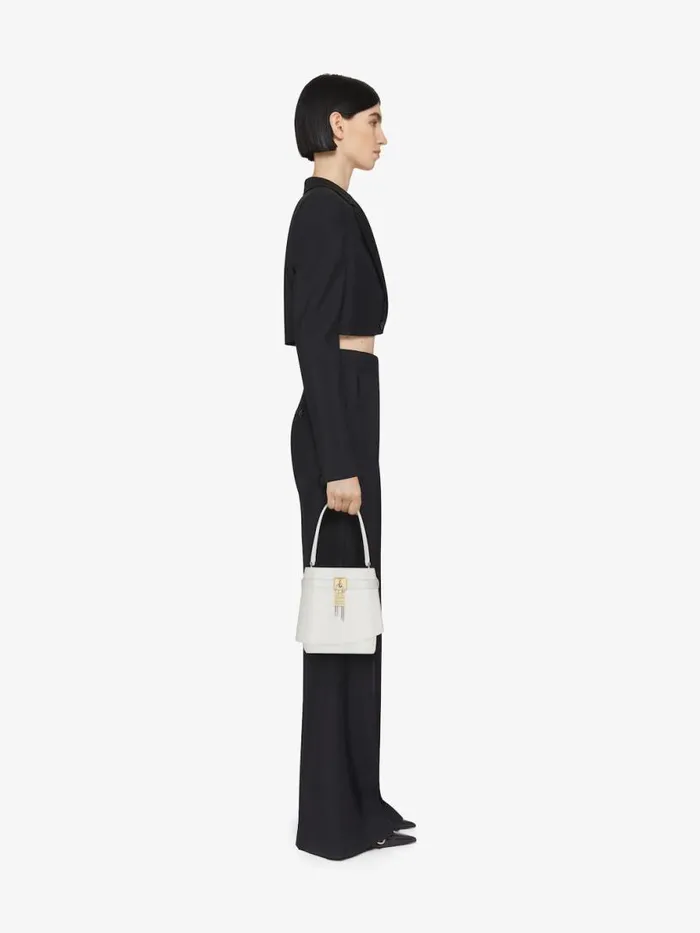 Shark Lock Bucket Bag In Box Leather Ivory Women Givenchy Crossbody Bags