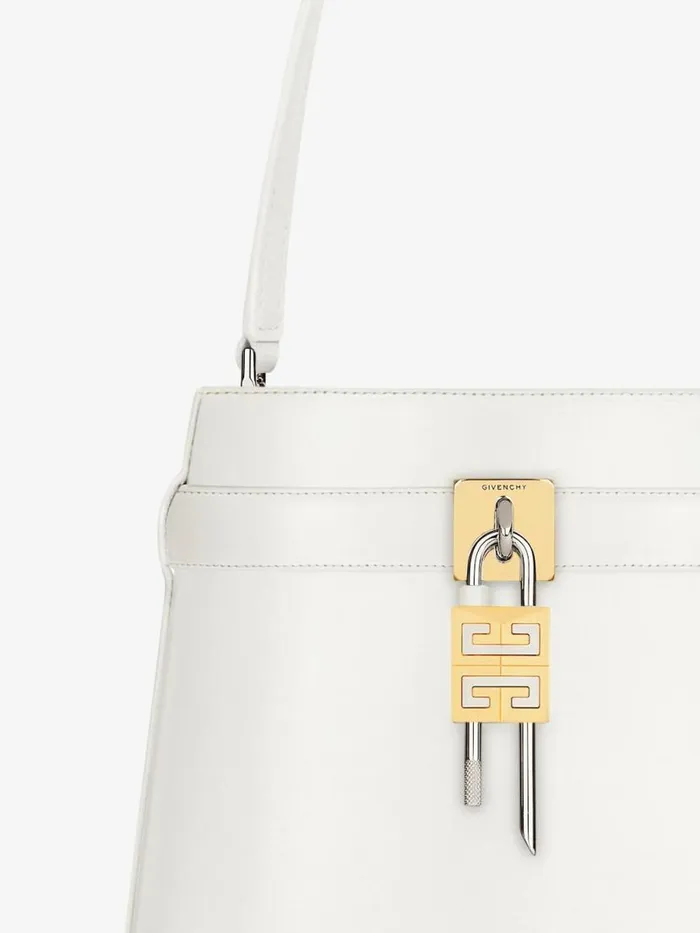 Shark Lock Bucket Bag In Box Leather Ivory Women Givenchy Crossbody Bags