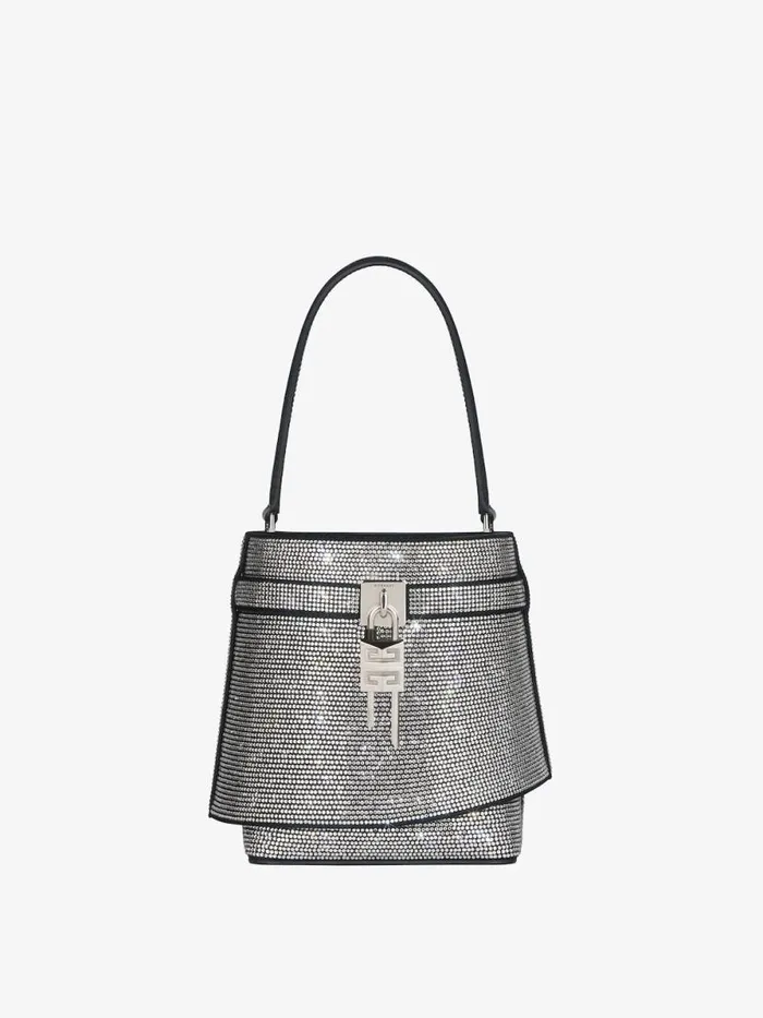 Shark Lock Bucket Bag In Leather With Strass Black Women Givenchy Crossbody Bags