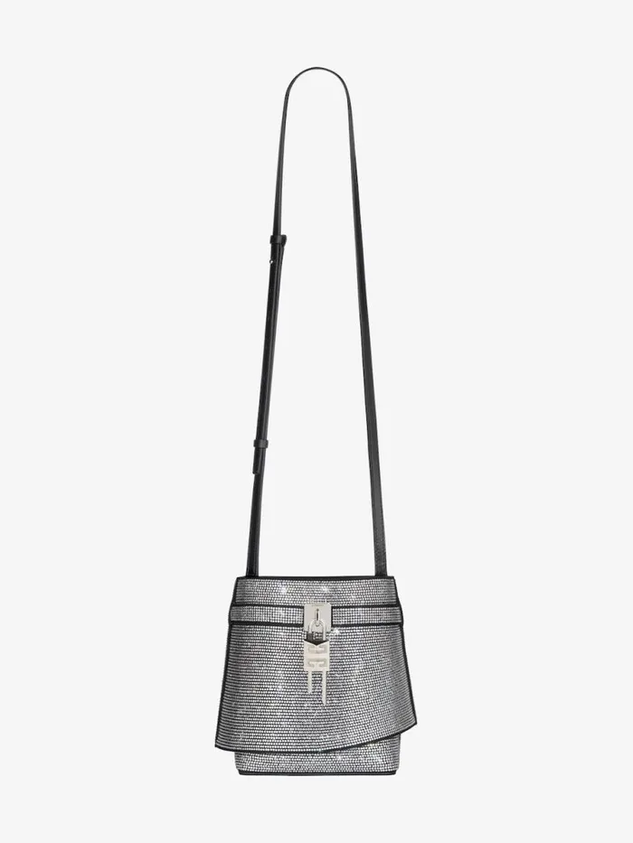 Shark Lock Bucket Bag In Leather With Strass Black Women Givenchy Crossbody Bags