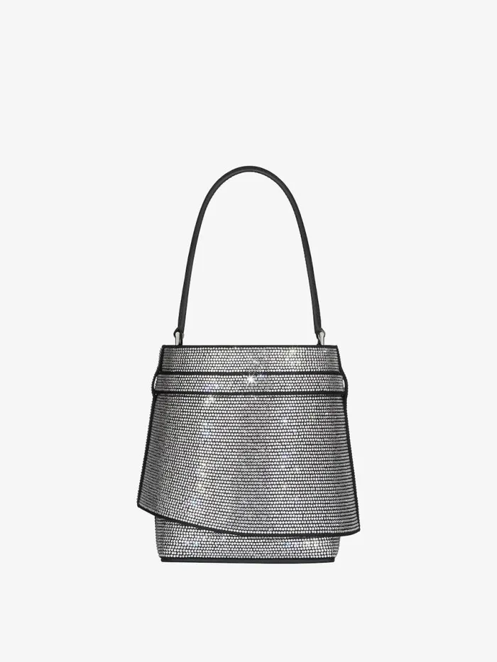 Shark Lock Bucket Bag In Leather With Strass Black Women Givenchy Crossbody Bags