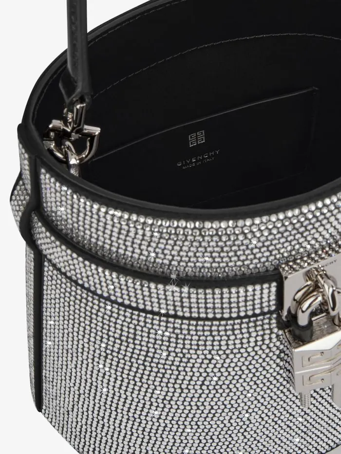 Shark Lock Bucket Bag In Leather With Strass Black Women Givenchy Crossbody Bags