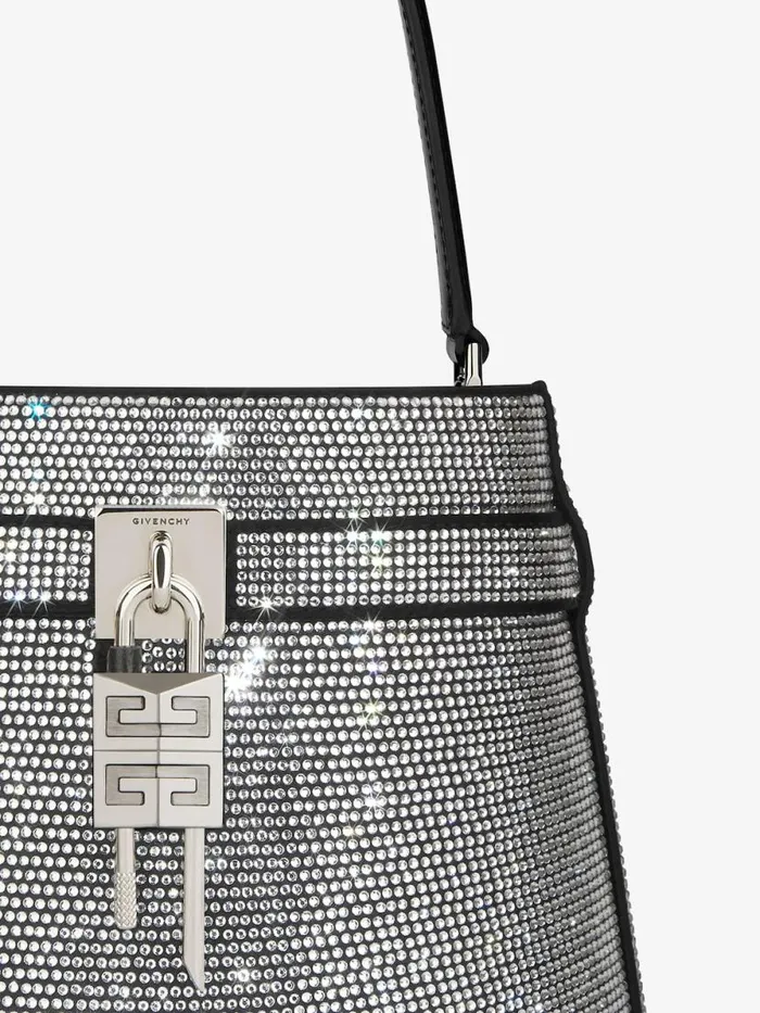 Shark Lock Bucket Bag In Leather With Strass Black Women Givenchy Crossbody Bags