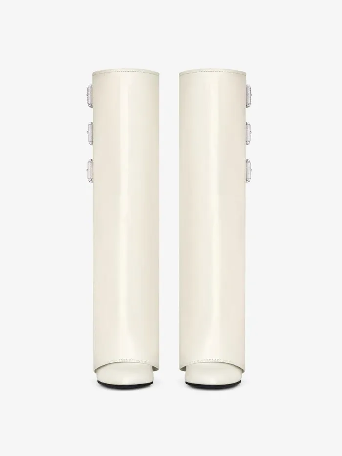 Shark Lock Buckles Boots In Leather Ivory Women Givenchy Shark Lock