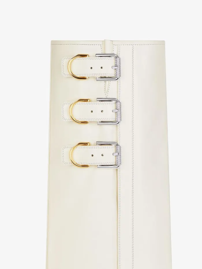 Shark Lock Buckles Boots In Leather Ivory Women Givenchy Shark Lock