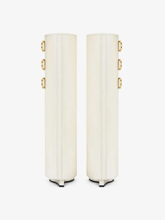 Shark Lock Buckles Boots In Leather Ivory Women Givenchy Shark Lock