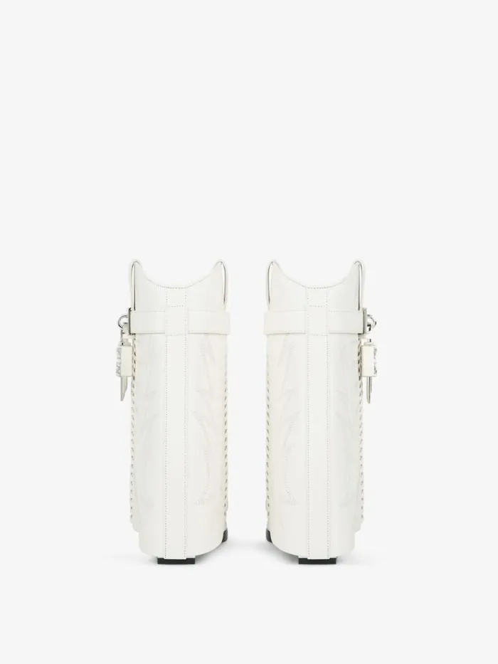 Shark Lock Cowboy Ankle Boots In Leather Ivory Women Givenchy Shark Lock