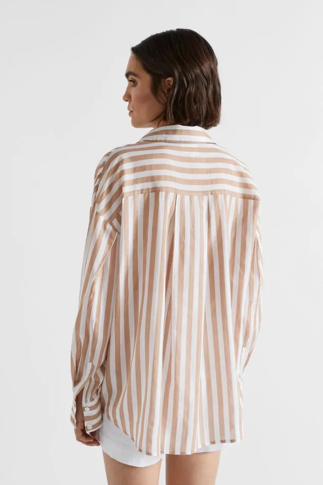 Shirts Woman Seed Heritage Voile Relaxed Shirt Barley Stripe