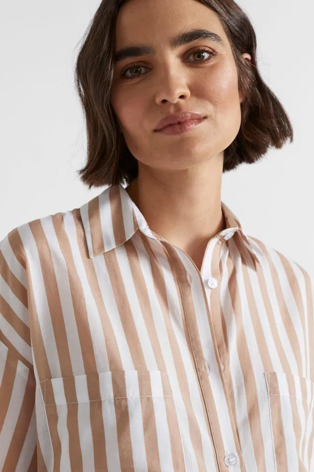 Shirts Woman Seed Heritage Voile Relaxed Shirt Barley Stripe