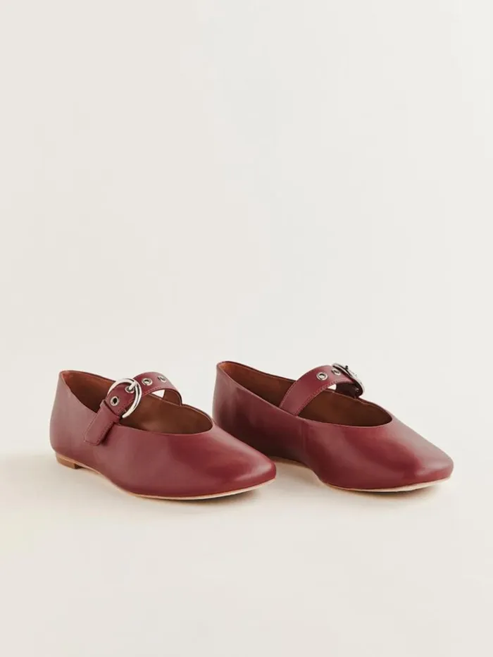 Shoes The Reformation Bethany Ballet Flat Brick Red Leather