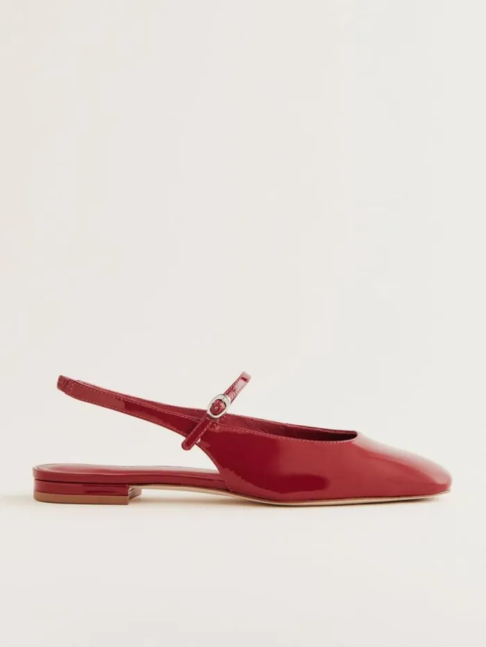 Shoes The Reformation Claire Flat Slingback Scarlet Patent