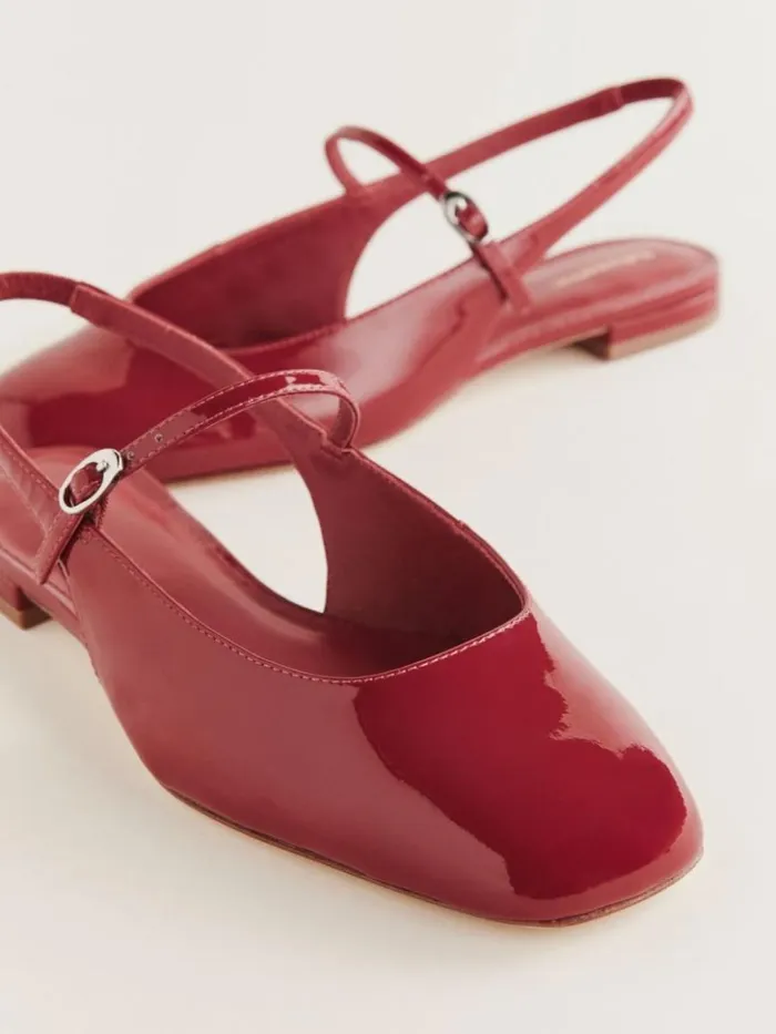 Shoes The Reformation Claire Flat Slingback Scarlet Patent