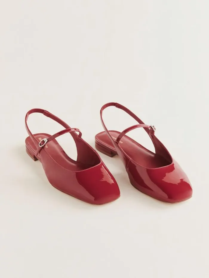 Shoes The Reformation Claire Flat Slingback Scarlet Patent