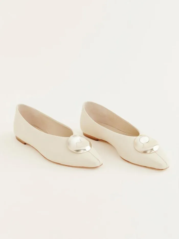 Shoes The Reformation Hailey Ballet Flat Almond Leather