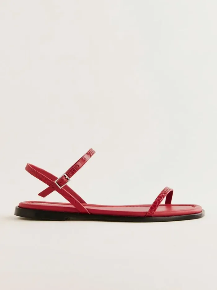 Shoes The Reformation Lake Flat Sandal Lava Croc