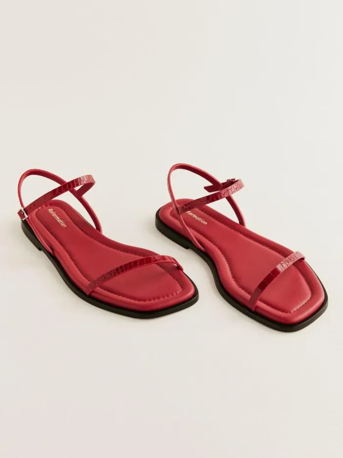 Shoes The Reformation Lake Flat Sandal Lava Croc