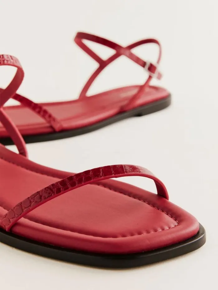 Shoes The Reformation Lake Flat Sandal Lava Croc
