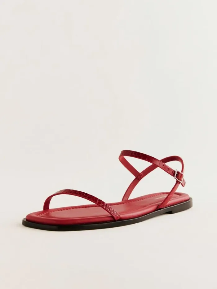 Shoes The Reformation Lake Flat Sandal Lava Croc