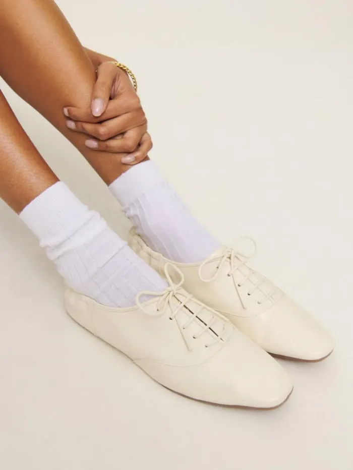 Shoes The Reformation Marie Laceup Oxford Cream Puff Leather
