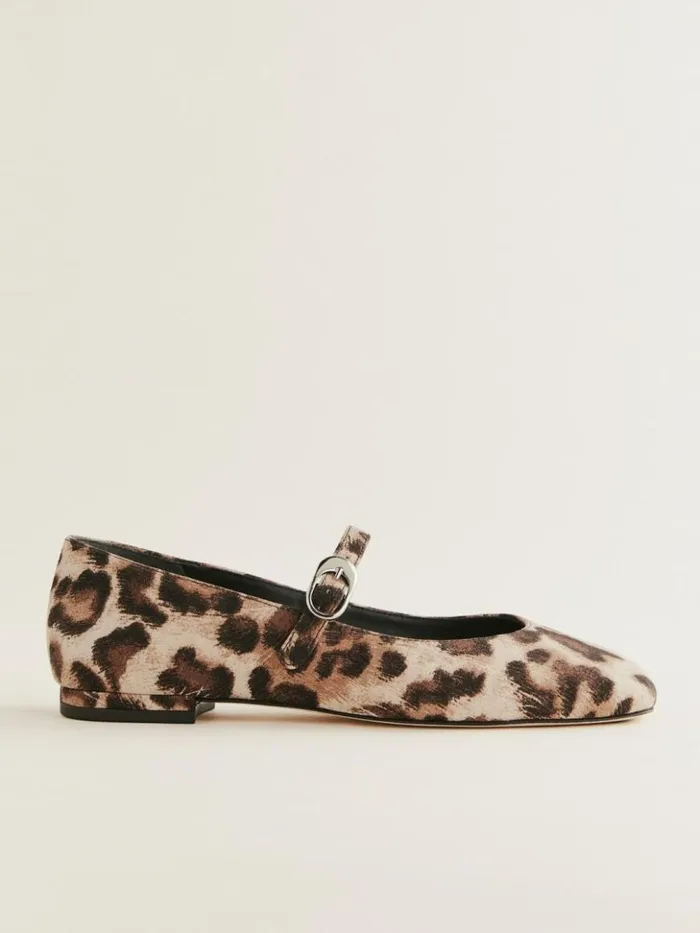 Shoes The Reformation Melissa Mary Jane Flat Leopard Crepe