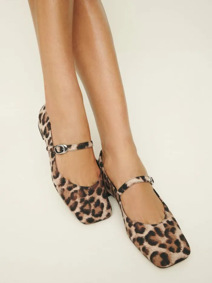 Shoes The Reformation Melissa Mary Jane Flat Leopard Crepe