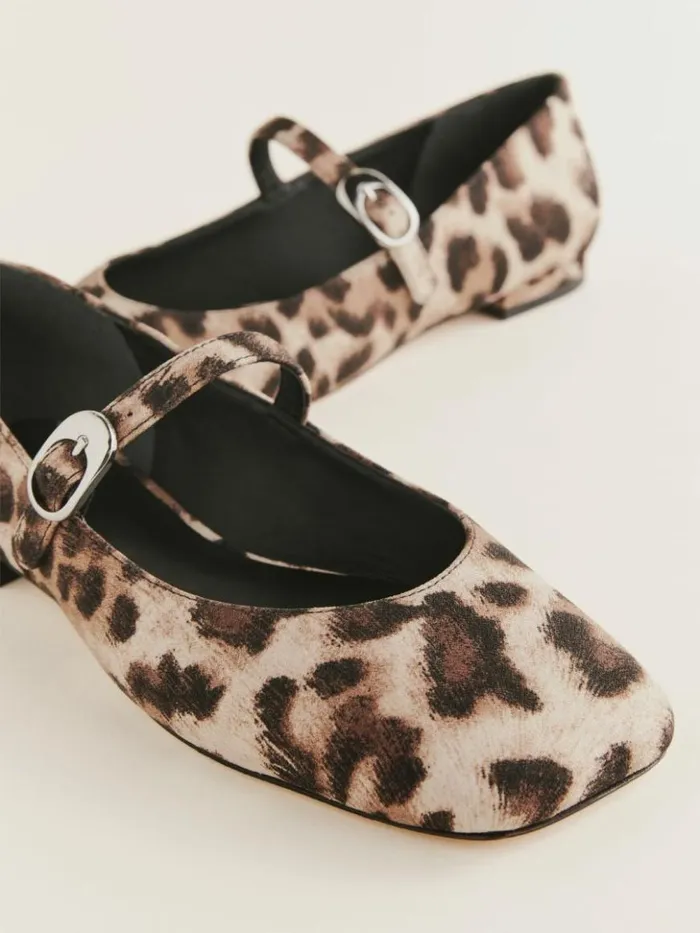 Shoes The Reformation Melissa Mary Jane Flat Leopard Crepe