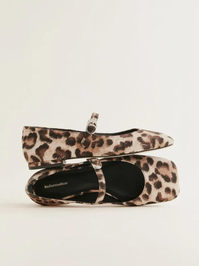 Shoes The Reformation Melissa Mary Jane Flat Leopard Crepe