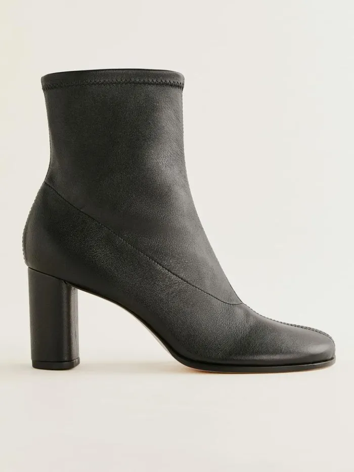 Shoes The Reformation Presley Ankle Boot Black Stretch Leather