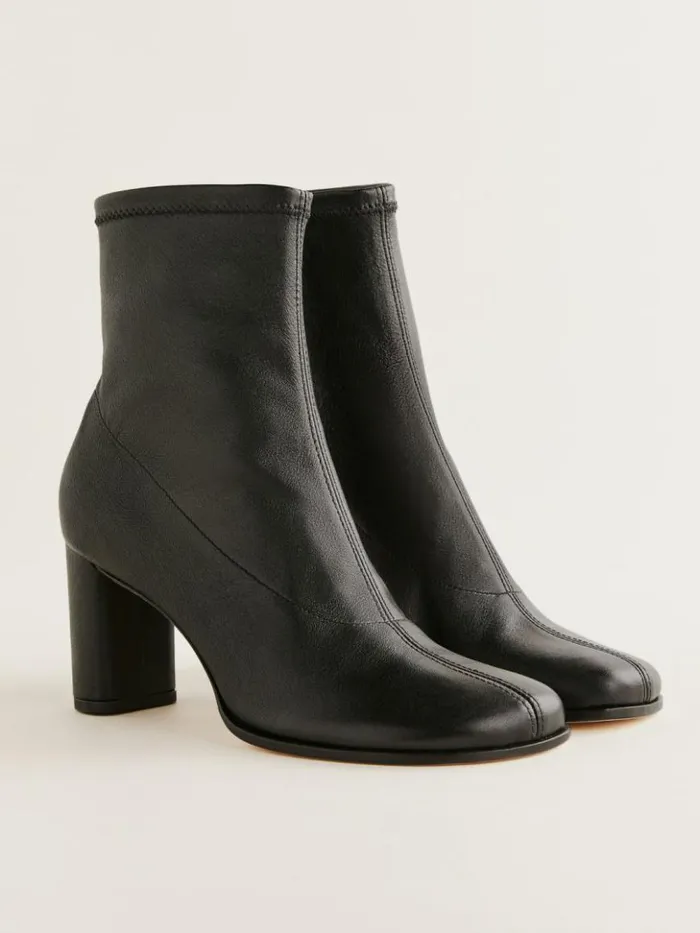 Shoes The Reformation Presley Ankle Boot Black Stretch Leather