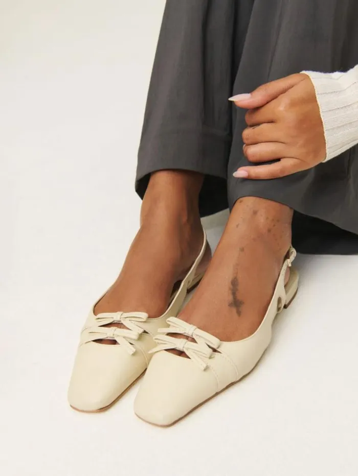 Shoes The Reformation Tammy Slingback Flat Cream Puff Leather