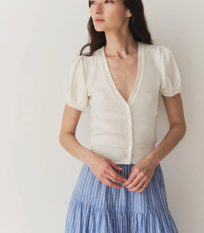 Shop AMBROSE CARDIGAN Ivory DEN Knitwear