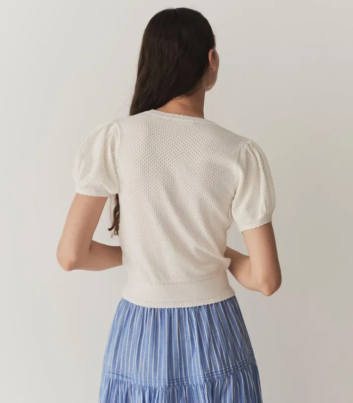 Shop AMBROSE CARDIGAN Ivory DEN Knitwear
