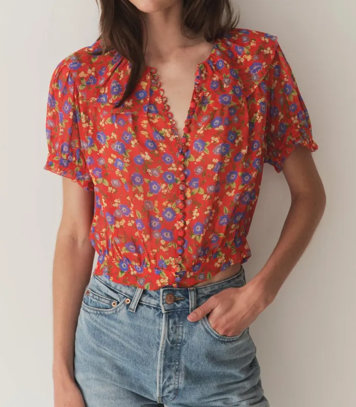 Shop ANAISE TOP Red Dayflower Meadow DEN Tops