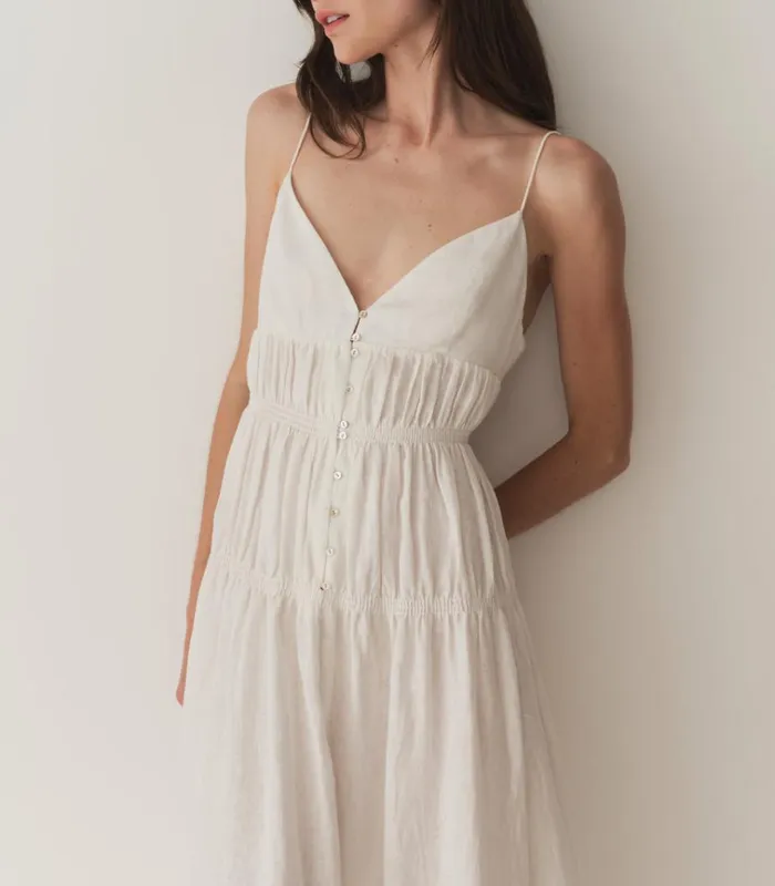 Shop IRINA LINEN DRESS Salt DEN Dresses