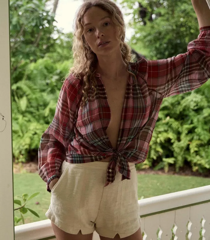Shop JANIS TOP Francine Plaid DEN Tops