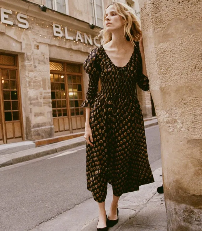 Shop KAIRA DRESS Noir Meadowsweet Floral DEN Dresses