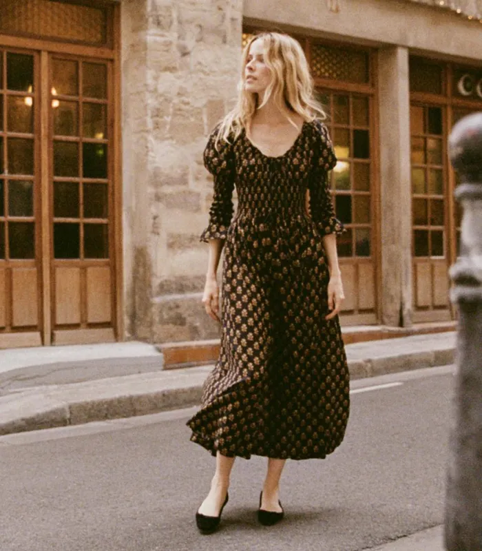 Shop KAIRA DRESS Noir Meadowsweet Floral DEN Dresses