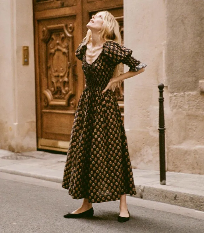 Shop KAIRA DRESS Noir Meadowsweet Floral DEN Dresses