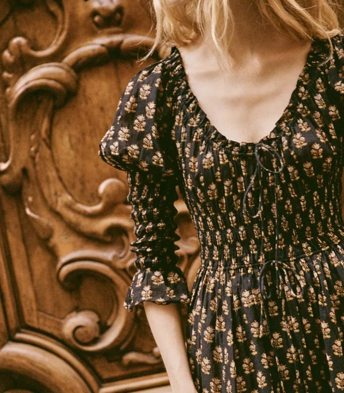 Shop KAIRA DRESS Noir Meadowsweet Floral DEN Dresses