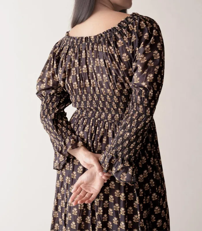 Shop KAIRA DRESS Noir Meadowsweet Floral DEN Dresses