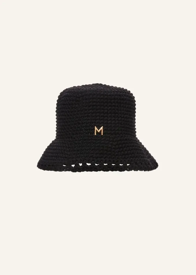 Shop Magda Butrym Accessories Handmade Wide Brim Crochet Bucket Hat In Black Shop Magda Butrym Accessories Handmade Wide Brim Crochet Bucket Hat In Black