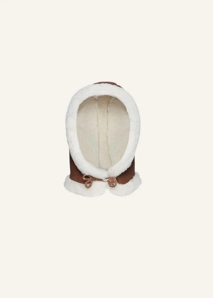 Shop Magda Butrym Accessories Shearling Trapper Hat In Beige